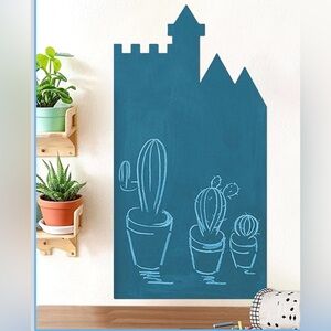Magnetic Chalkboard Wall Decal Castle Shape Peel & Stick Blue NEW